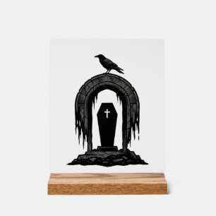 Vintage Crow Cemetery Grave Silhouette Shirt Desig Acrylic Sign