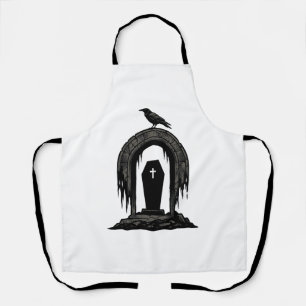 Vintage Crow Cemetery Grave Silhouette Shirt Desig Apron