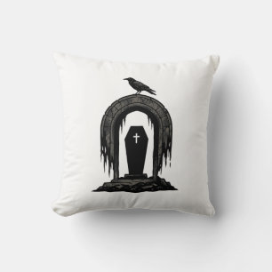 Vintage Crow Cemetery Grave Silhouette Shirt Desig Cushion