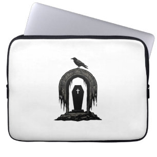 Vintage Crow Cemetery Grave Silhouette Shirt Desig Laptop Sleeve
