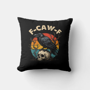Vintage Crow F-Caw-F Raven Bird Humour Meme Funny Cushion