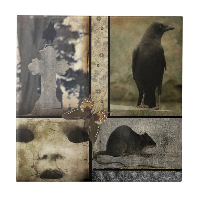 Vintage Crow Oddities Ceramic Tile (Front)