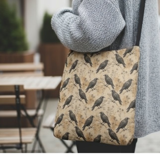 Vintage Crow Pattern Crossbody Bag (Raven crossbody bag)