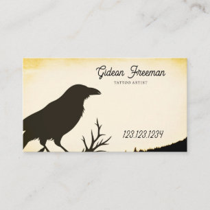 Vintage Crow Silhouette Tattoo Artist Business Card