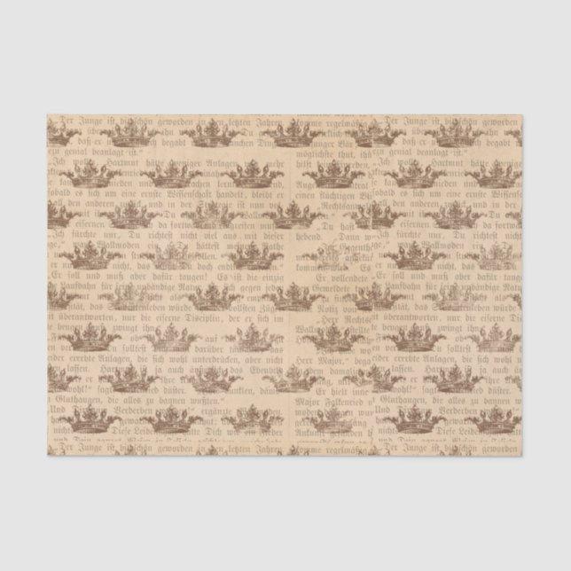 Vintage Crown and German Text Tissue Paper (Front)