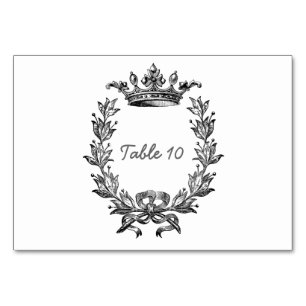 Vintage Crown and Wreath Art Table Number