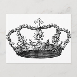 Vintage Crown Black and White Postcard