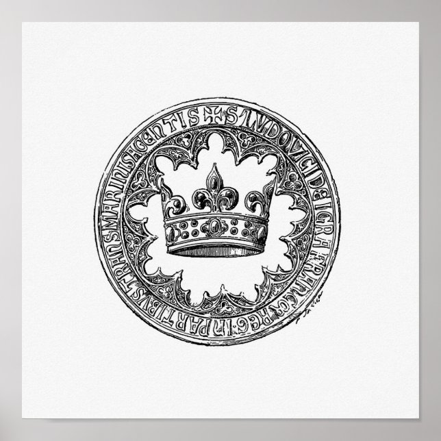 Vintage Crown Illustration Poster (Front)