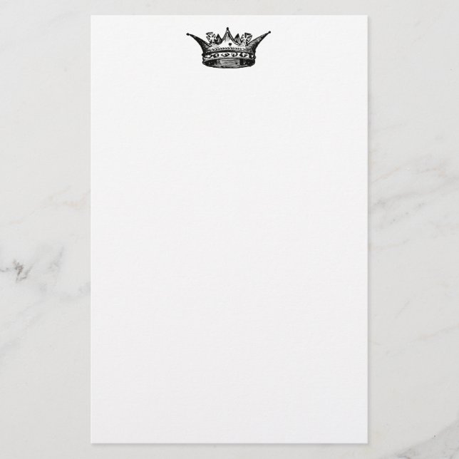 Vintage Crown Illustration Stationery (Front)