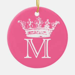 Vintage Crown Monogram Ceramic Tree Decoration