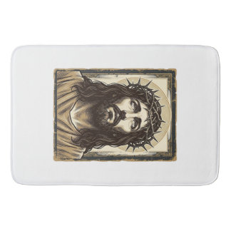 Vintage Crown of Thorns Religious Portrait Bath Mat