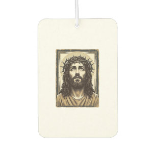 Vintage Crown of Thorns Religious Portrait Car Air Freshener