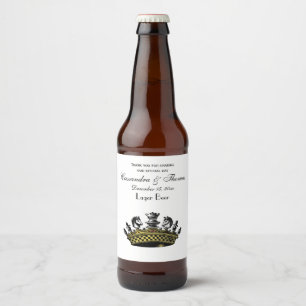 Vintage Crown With Chess Pieces Colour Beer Bottle Label
