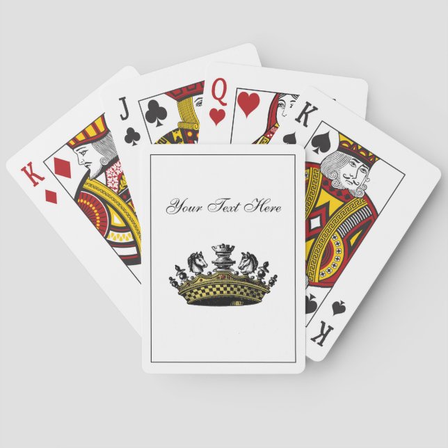 Vintage Crown With Chess Pieces Colour Playing Cards (Back)