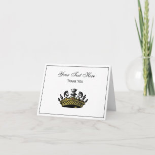 Vintage Crown With Chess Pieces Colour Thank You Card