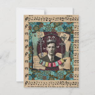 Vintage Crowned Gentleman "True Love" Postcard