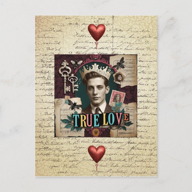Vintage Crowned Gentleman "True Love"  Postcard (Front)