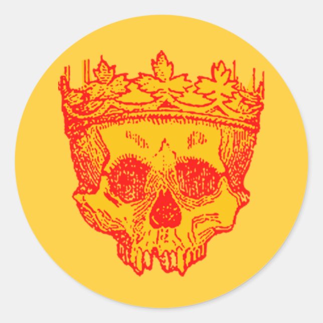 Vintage Crowned Skull Classic Round Sticker (Front)