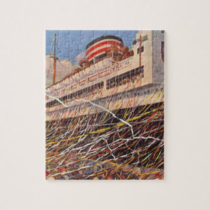 Vintage Cruise Ship Vacation; Bon Voyage Party! Jigsaw Puzzle