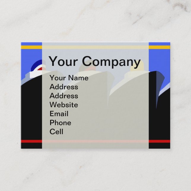 Vintage Cruise Ships Art Deco Poster Business Card (Front)