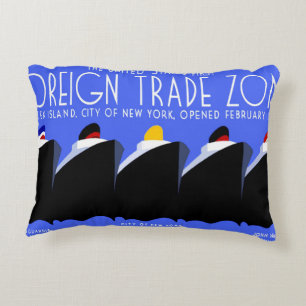 Vintage Cruise Ships Art Deco Poster Decorative Cushion