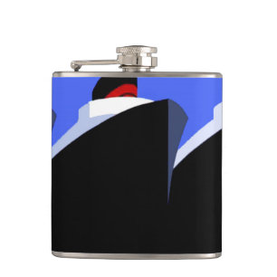 Vintage Cruise Ships Art Deco Poster Hip Flask