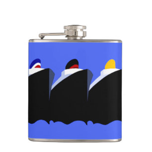 Vintage Cruise Ships Art Deco Poster Hip Flask