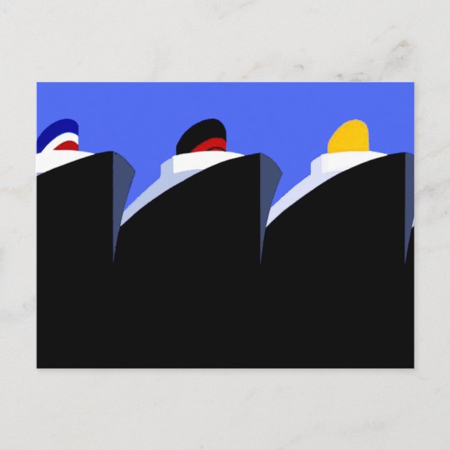 Vintage Cruise Ships Art Deco Poster Postcard (Front)