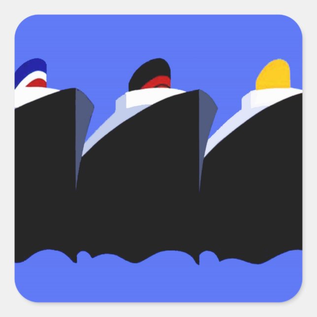 Vintage Cruise Ships Art Deco Poster Square Sticker (Front)