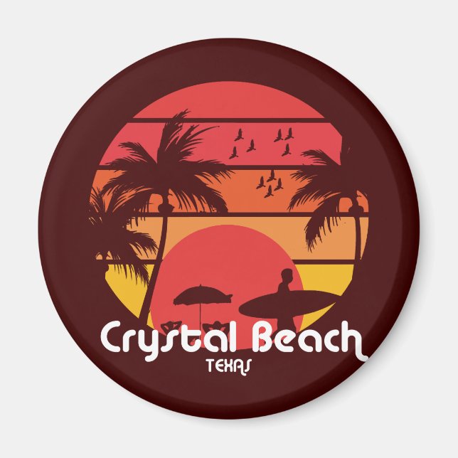 Vintage Crystal Beach Texas Magnet (Front)