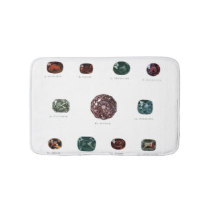 Vintage crystal gemstone gems diamond print bath mat