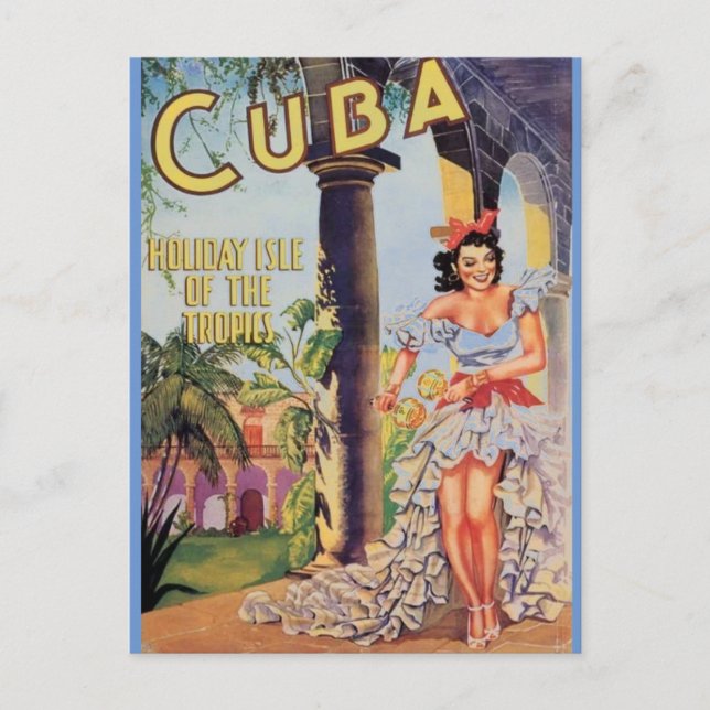 Vintage Cuba Holiday Isle of Tropics Postcard (Front)