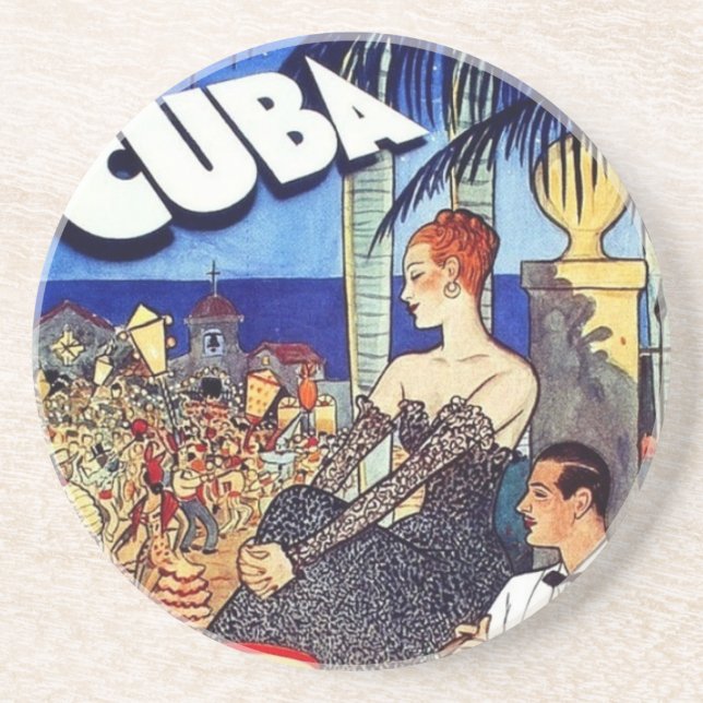 Vintage Cuba So Near So Fast Travel Coaster (Front)