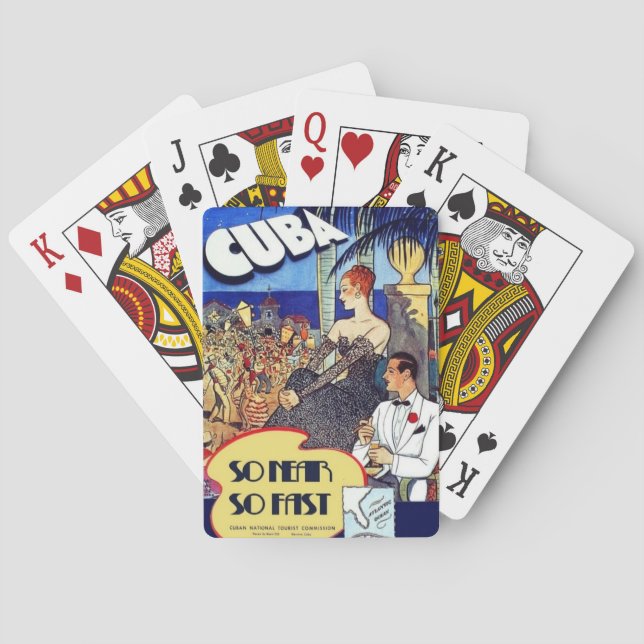 Vintage Cuba So Near So Fast Travel Playing Cards (Back)