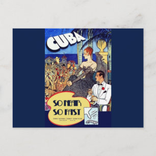 Vintage Cuba So Near So Fast Travel Postcard