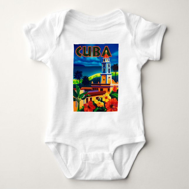 Vintage Cuba Travel Baby Bodysuit (Front)