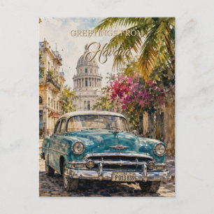 Vintage Cuba Travel - Greetings From Havana Holiday Postcard