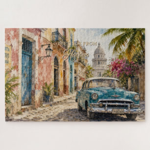Vintage Cuba Travel - Greetings From Havana Jigsaw Puzzle
