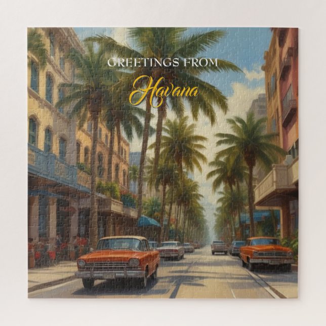 Vintage Cuba Travel - Greetings From Havana Jigsaw Puzzle (Vertical)
