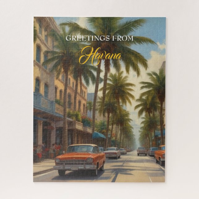 Vintage Cuba Travel - Greetings From Havana Jigsaw Puzzle (Vertical)