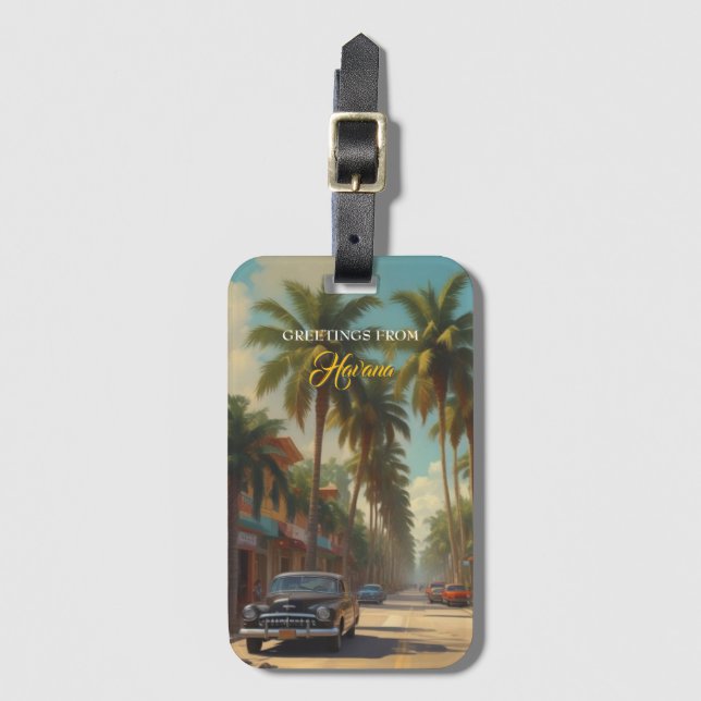 Vintage Cuba Travel - Greetings From Havana Luggage Tag (Front Vertical)