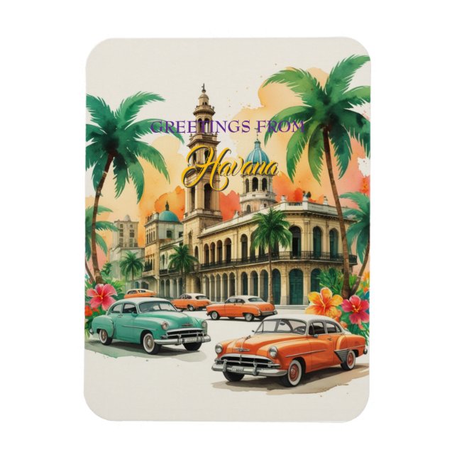 Vintage Cuba Travel - Greetings From Havana Magnet (Vertical)