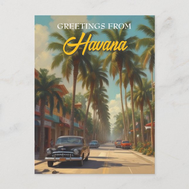 Vintage Cuba Travel - Greetings From Havana Postcard (Front)