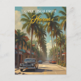Vintage Cuba Travel - Greetings From Havana Postcard