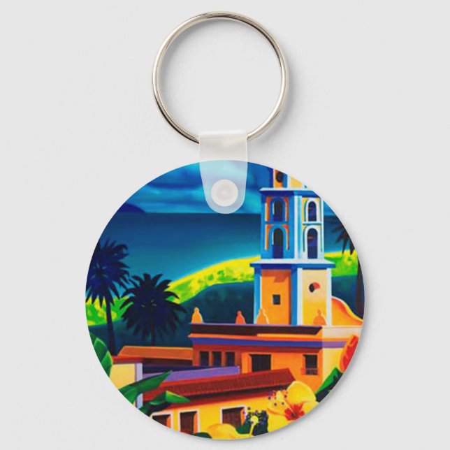 Vintage Cuba Travel Key Ring (Front)