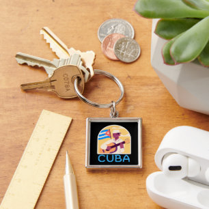 Vintage Cuban Music Cuba Flag Key Ring