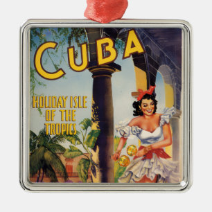 Vintage Cuban Tourist Commission Tropics Travel Metal Ornament