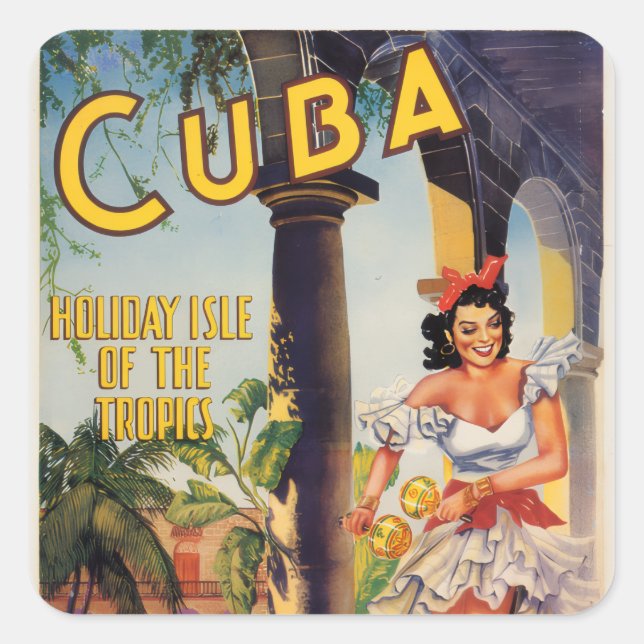 Vintage Cuban Tourist Commission Tropics Travel Square Sticker (Front)
