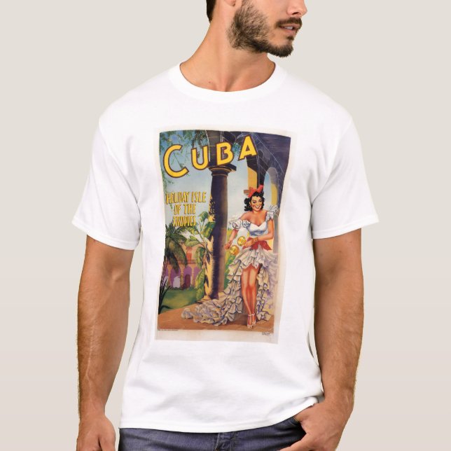 Vintage Cuban Tourist Commission Tropics Travel T-Shirt (Front)