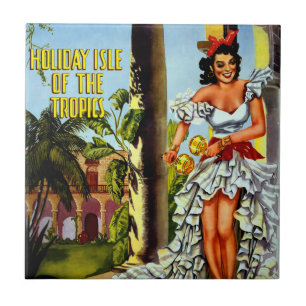 Vintage Cuban Travel - Holiday Isle Tropics Ceramic Tile